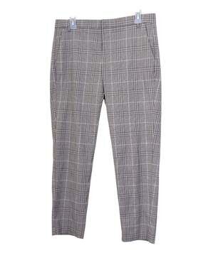 Zara Womens Plaid Straight Leg Pants Beige Black Medium Academia Preppy Fall